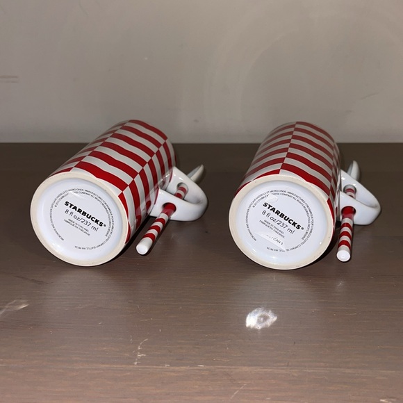 Starbucks Red and White Chevron Hot Chocolate Ceramic Mug Set - Picture 6 of 6